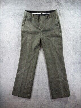 Banana Republic Logan Fit Pants Women 2P Gray Plaid Wool Blend Trousers